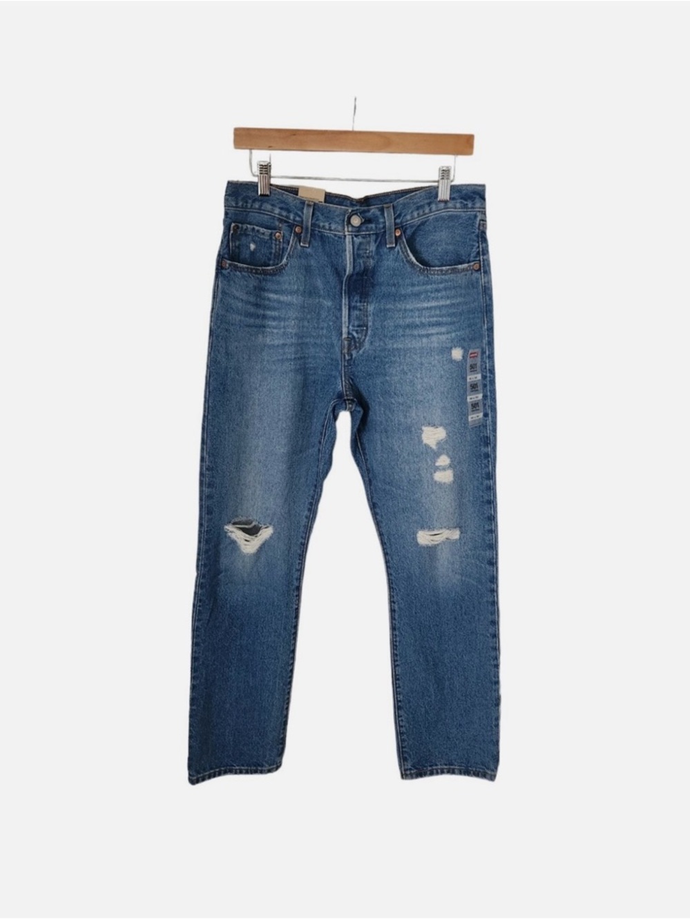 Levi's Women's 501 High Rise Straight Medium Wash Distressed Jeans size 26x30